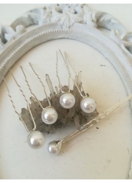 Фуркети за коса White Pearls - 5 бр